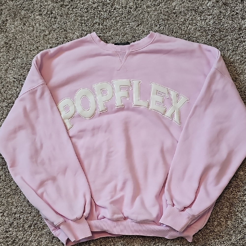 POPFLEX Women's Light Pink Crew Neck Sweater